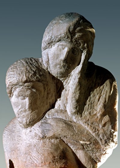 Rondanini Pieta, Detail der Köpfe von Christus und Maria von Michelangelo Buonarroti